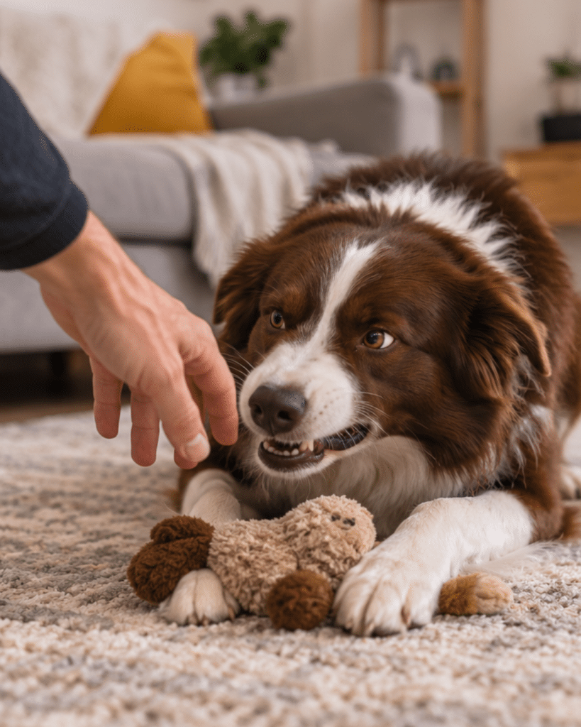 Chien protégeant son jouet – comprendre la protection de ressources